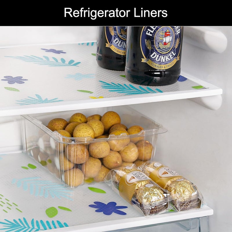 REWOP Fridge Mats, Kitchen Mat EVA Food Grade Multipurpose Washable Anti Slip Mat/Sheet for Fridge, Shelf Liners for Kitchen Shelves, Table, Drawer mat (300 * 45 cm) (Yellow+Green Flower) - Image 5