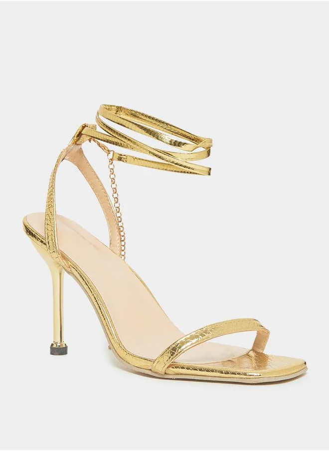 ستايلي Strappy High Heel Sandals with Chain Accent