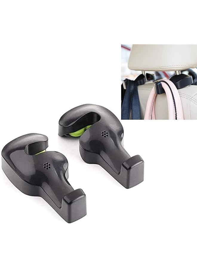 IPELY Universal Car Vehicle Back Seat Headrest Hanger Holder Hook For Bag Purse Cloth Grocery (Black -Set Of 2)  - Image 1