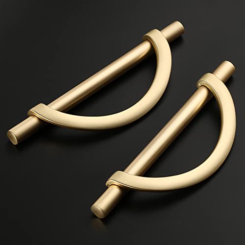 Amerdeco 10 Pack Brushed Gold Cabinet Pulls 5 Inch(128MM) Hole Centers Kitchen Cabinet Handles Hardware Kitchen Handles for Cabinets Cupboard Handles Drawer Pulls - Image 2