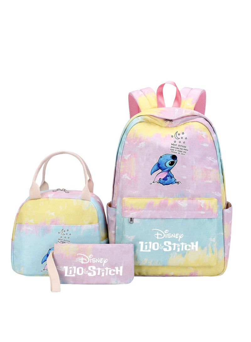 Stitch Printed Three Piece Set Backpack
