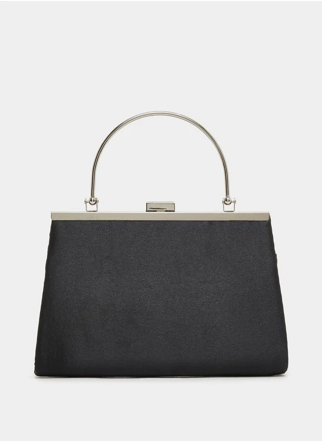 Styli Pleated Metallic Handbag with Chain Strap