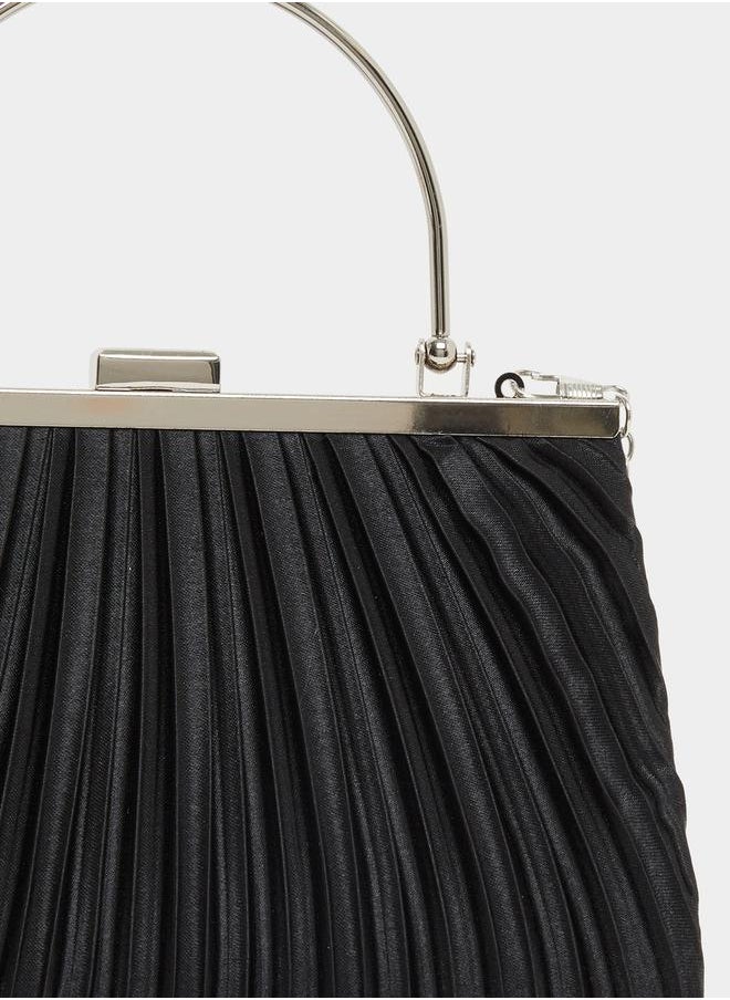 Styli Pleated Metallic Handbag with Chain Strap  - Image 5