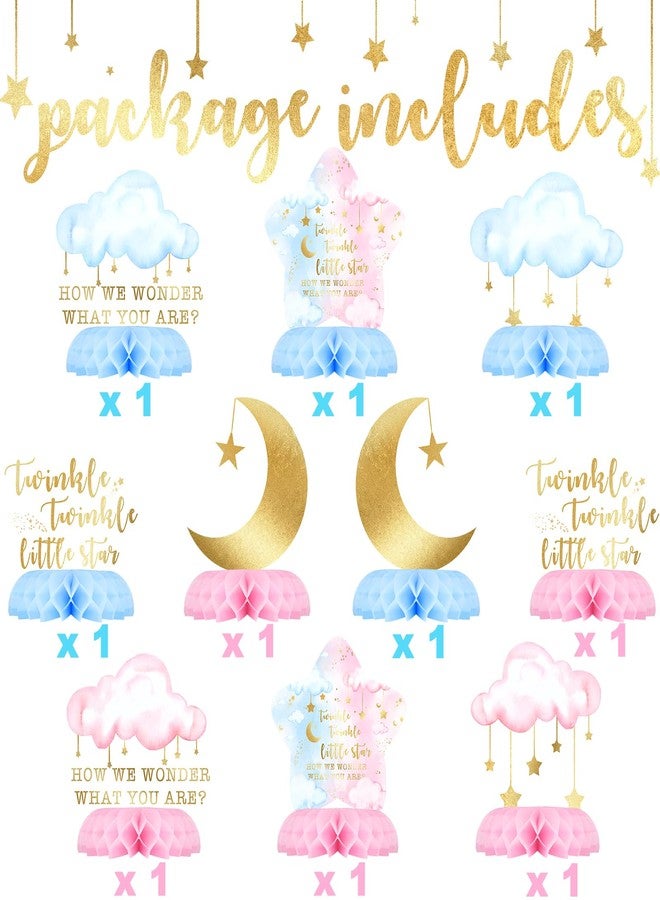 Celee 8 Pack Twinkle Twinkle Little Star Party Honeycomb Centerpieces for Kids' Starry Birthday Decorations and Baby Shower Supplies - Cute Star Table Toppers for Twinkle Twinkle Little Star Theme Party - Image 3