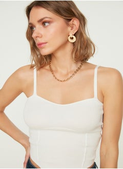 Ecru Crop Bustier Blouse TWOSS22BZ0802