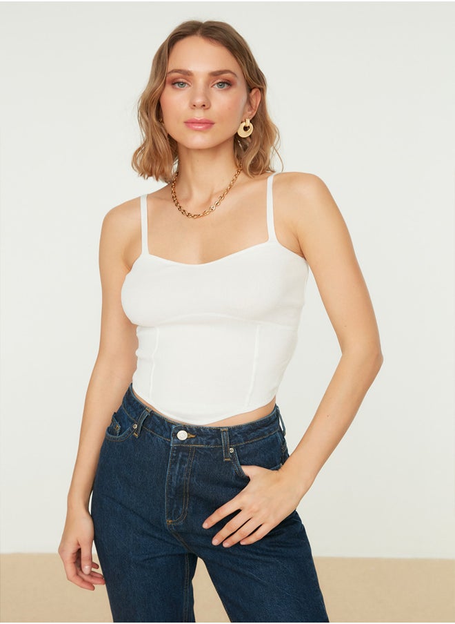 trendyol - Ecru Crop Bustier Blouse TWOSS22BZ0802 - Image 1