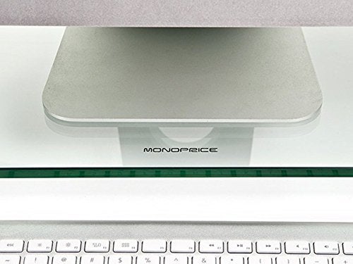 Monoprice Multimedia Desktop Stand 22 Inch x 9.5 Inch - Stand & Riser, Laptop Stand, Desktop TV Stand w/ Height Adjustable Legs - Workstream Collection, Clear - Image 5