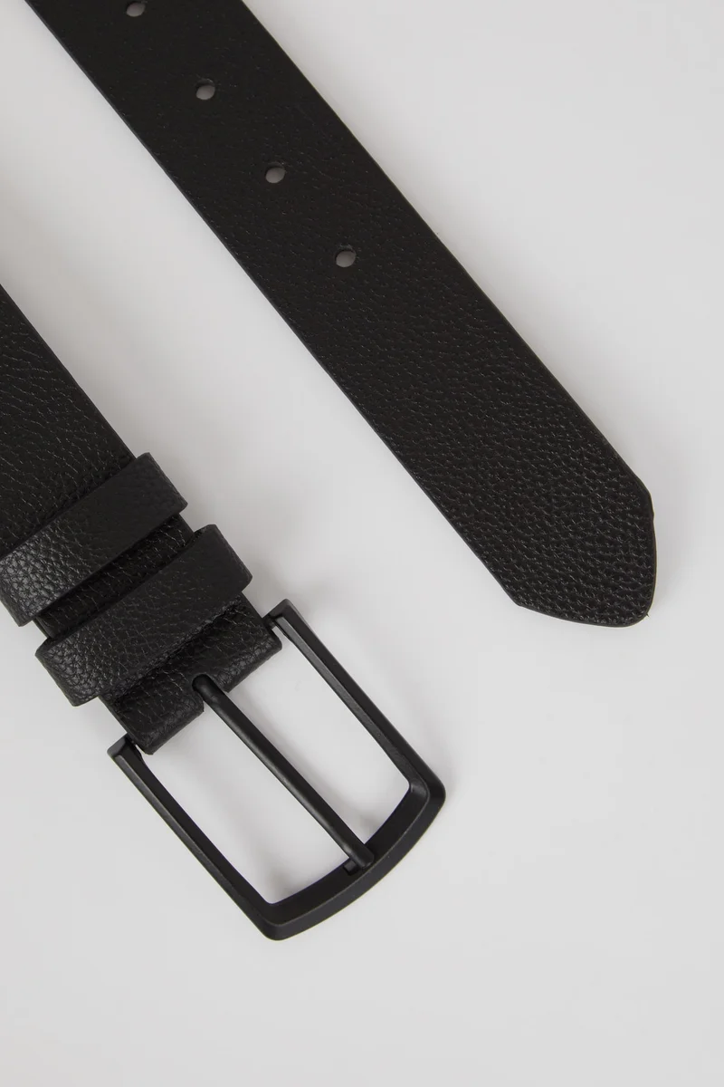 Defacto Man Rectangular Buckle Faux Leather Classic Belt