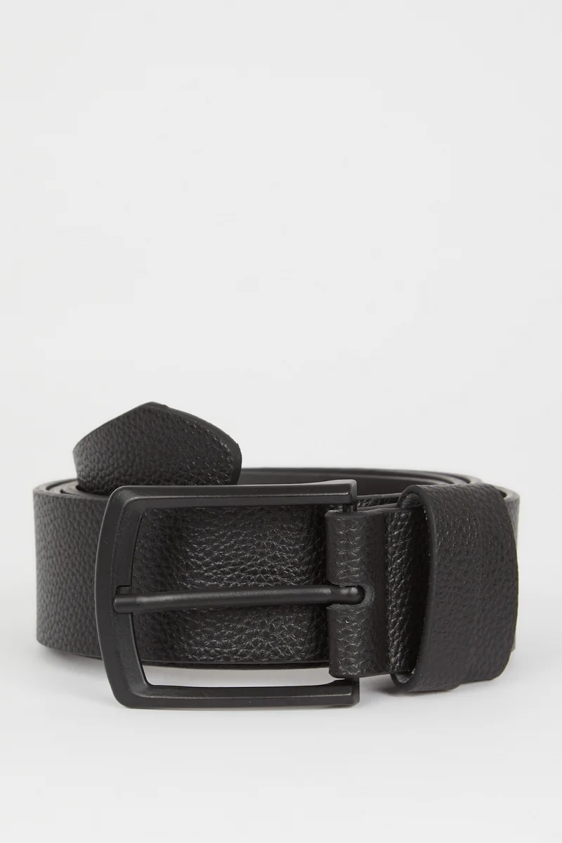 Defacto Man Rectangular Buckle Faux Leather Classic Belt