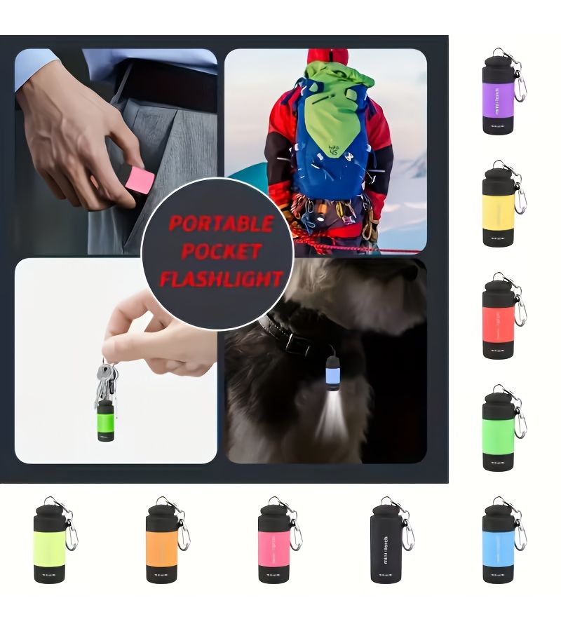 Mini LED Flashlight Keychain Purple USB Rechargeable Compact Portable Pocket Light - Image 4