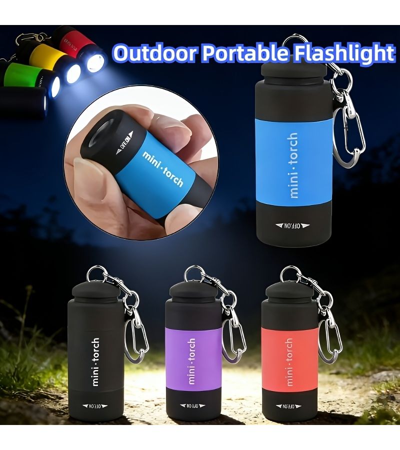 Mini LED Flashlight Keychain Purple USB Rechargeable Compact Portable Pocket Light - Image 1