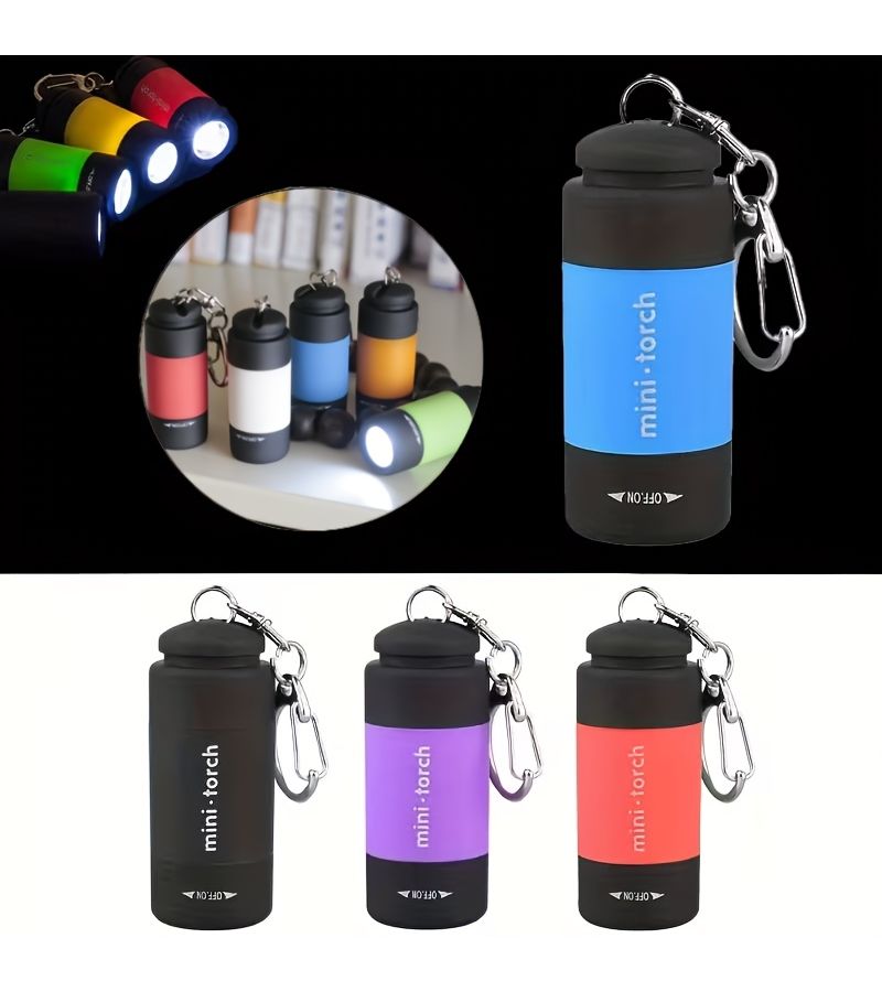 Mini LED Flashlight Keychain Purple USB Rechargeable Compact Portable Pocket Light - Image 3