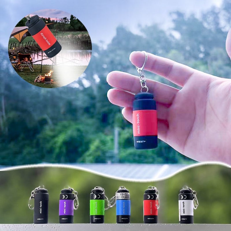 Mini LED Flashlight Keychain Purple USB Rechargeable Compact Portable Pocket Light - Image 5