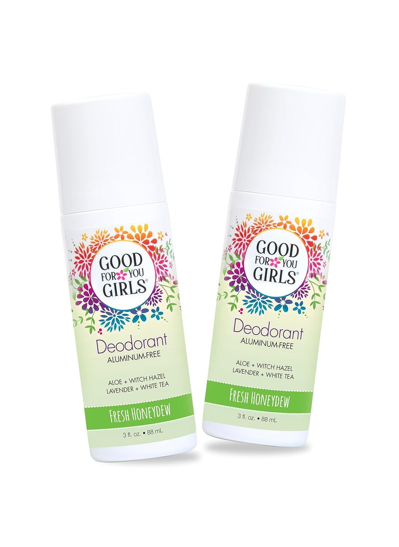 good for you girls - Good for You Girls Aluminum-Free, Natural & Vegan Deodorant for Kids, Preteens, Teens, Safe & Effective Odor Protection, Clear Roll-On, Natural Fragrance | Fresh Honeydew, 3 oz (Pack of 2) - Image 1