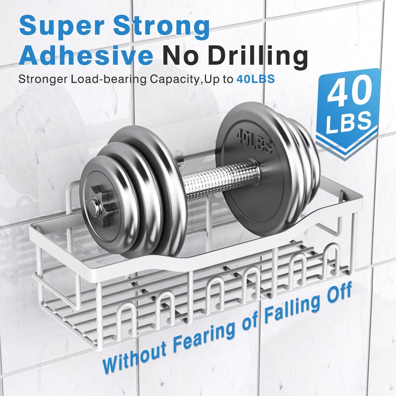 EUDELE 5-Pack Rustproof Stainless Steel Shower Caddy â€“ No Drill Adhesive Bathroom Organizer with Large Capacity, Spacious Shower Shelves for Inside Shower, Kitchen & Home Decor Storage-XL Size - Image 4