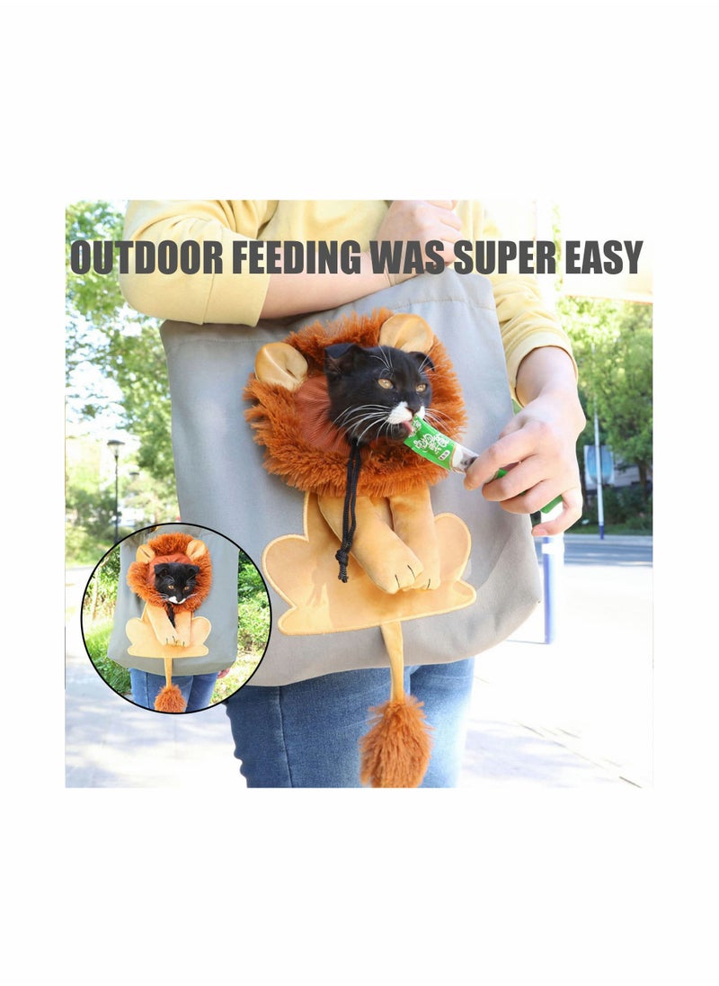 SYOSI Cartoon Lion Pet Canvas Carrier Shoulder Bag Portable Small Cat Out Bag Foldable Carrying Chest Bag for Small Dogs and Cats Pet Supplies Grey  - Image 2