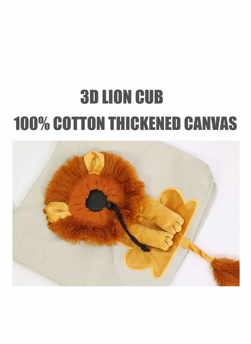 SYOSI Cartoon Lion Pet Canvas Carrier Shoulder Bag Portable Small Cat Out Bag Foldable Carrying Chest Bag for Small Dogs and Cats Pet Supplies Grey  - Image 3