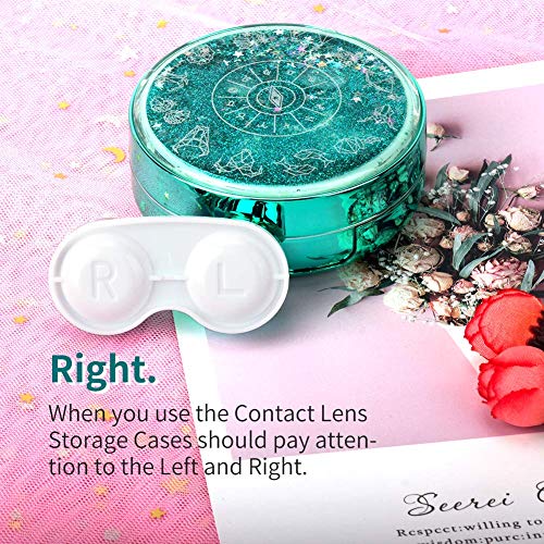 ofone Contact Lens Case, Bling Constellations Contact Lenses Cases with Tweezers Remover Tool Mirror Solution Bottle Portable Contact Lens Storage Container Kit for Travel (Green) - Image 4
