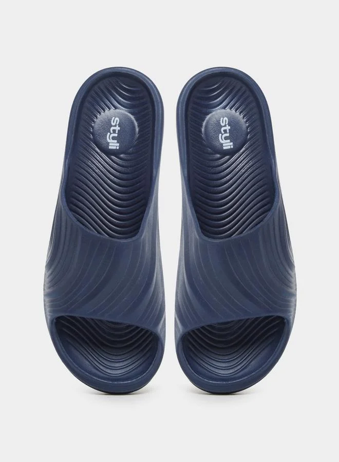 Styli Styli Abstract Textured Open Toe Slip-On Slides