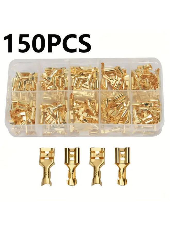 150 قطعة من موصلات النهاية الأنثوية النحاسية غير المعزولة مقاس 6.3 مم، مع مشبك برغي للكم - Image 2