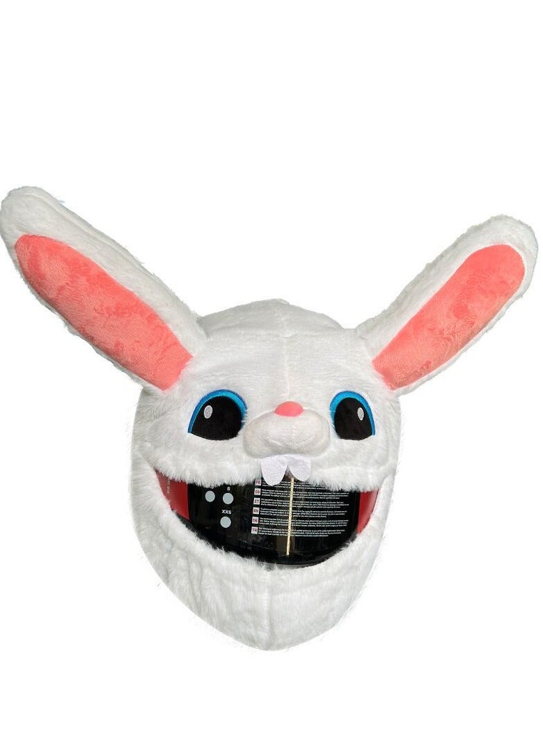 Generic Plush White Rabbit Motorcycle Helmet Cover - Stylish Cartoon Helmet Accessories with Fun and Protection  - Image 1