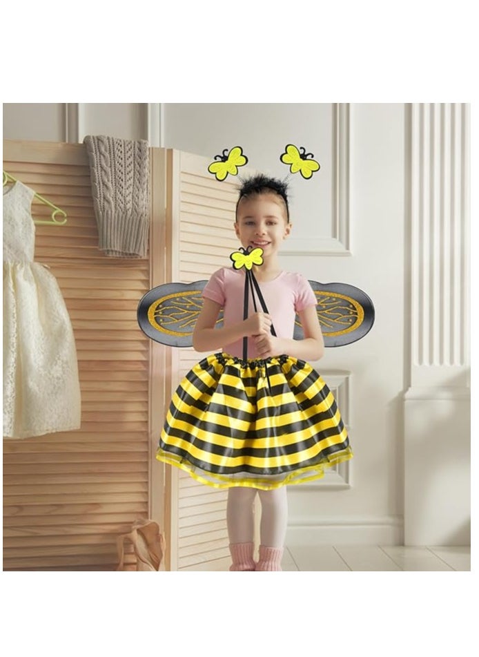 Donia Girls 4 Piece Bee Costume with Wings, Headband, Skirt and Wand Skirt Costume  - Image 3