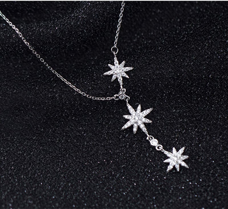 SLUYNZ CZ Star Y Necklace for Women Teens 925 Sterling Silver Star Choker Necklace Chain Pendant Necklace (A-Silver) - Image 5