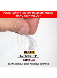 KLAPiT KLAPiT Super Strip Gripzilla 1 Inch Pre-Cut Heavy Duty, Double Sided Squares Holds 9KG Clear Waterproof Nano Tape, Strong Adhesion Instant Use - Wall Wood Tile Glass Metal Stone, Indoor Outdoor 48pc  - Image 2