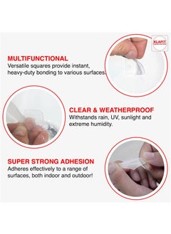 KLAPiT KLAPiT Super Strip Gripzilla 1 Inch Pre-Cut Heavy Duty, Double Sided Squares Holds 9KG Clear Waterproof Nano Tape, Strong Adhesion Instant Use - Wall Wood Tile Glass Metal Stone, Indoor Outdoor 48pc  - Image 4