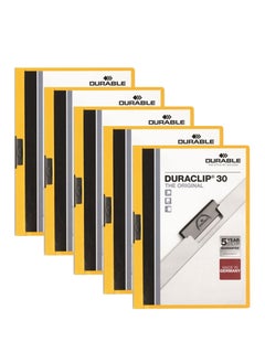 Durable 5-Piece Duraclip Clip Folder Yellow  - Image 1