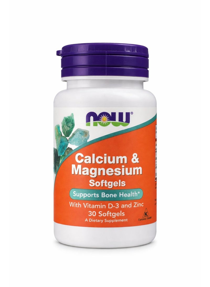 كالسيوم ومغنيسيوم مع فيتامين د3 وزنك، 30 كبسولة هلامية