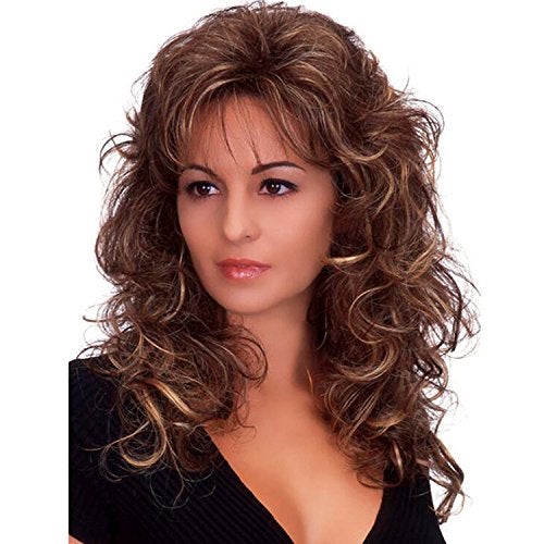Deifor Women 80s Rocker Wigs Long Curly Heat Resistant Synthetic Natural Looking Hair for Cosplay(Brown Mix Blonde) - Image 1