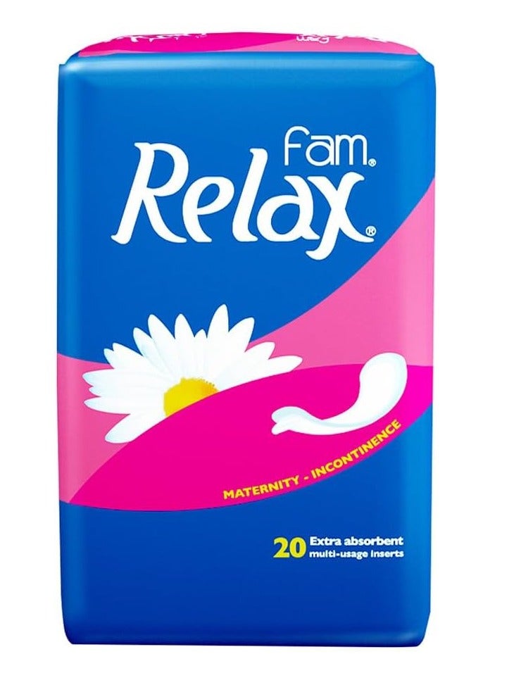فام ريلاكس فوط صحية للعناية بمرحلة ما بعد الولادة و سلس البول، فائقة الامتصاص، 20 فوطة - Image 1