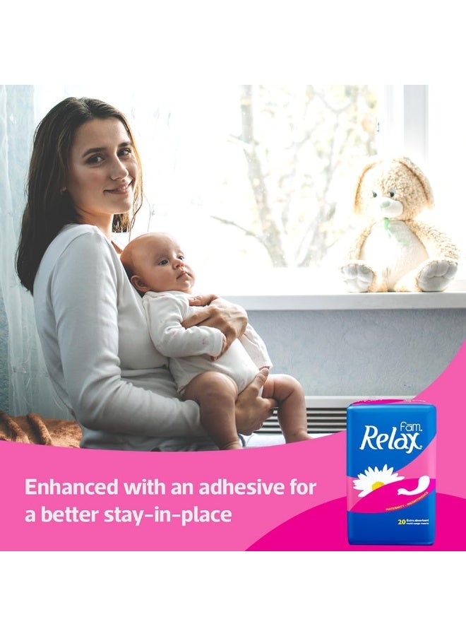 فام ريلاكس فوط صحية للعناية بمرحلة ما بعد الولادة و سلس البول، فائقة الامتصاص، 20 فوطة - Image 5