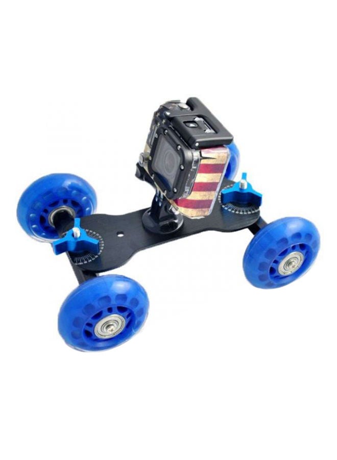 NIBEMINENT Mini Aluminium Dslr Camera Slide Rail Dolly Car With Screw Blue/Black  - Image 2
