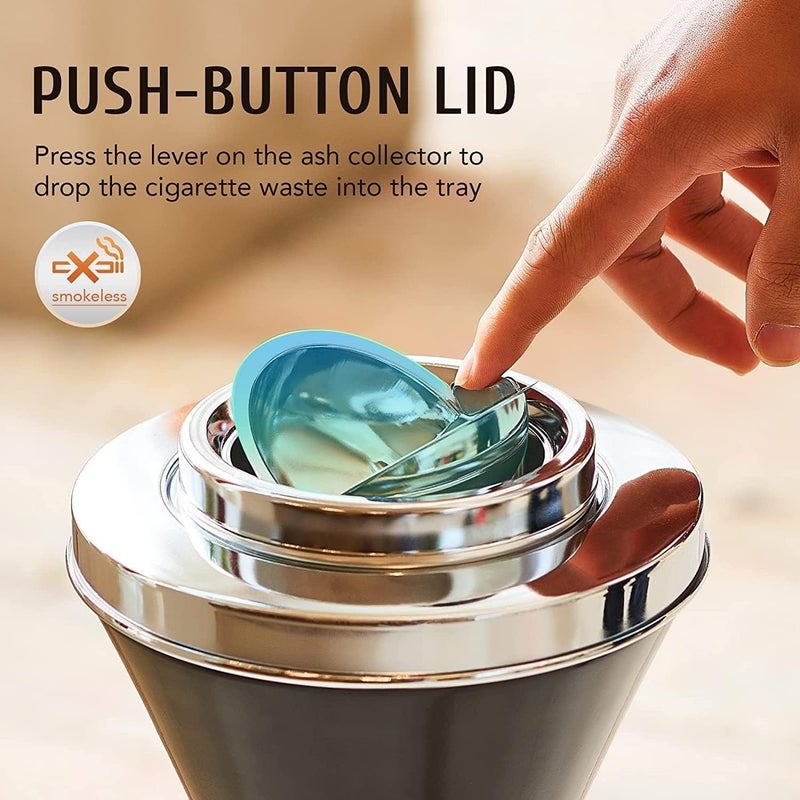 Floor Ashtray Stand for Cigarettes, Stainless Steel Cigarette Butt Container, Height Adjustable Cigarette Disposal Bin, Chrome Indoor Standing Ashtray - Image 4