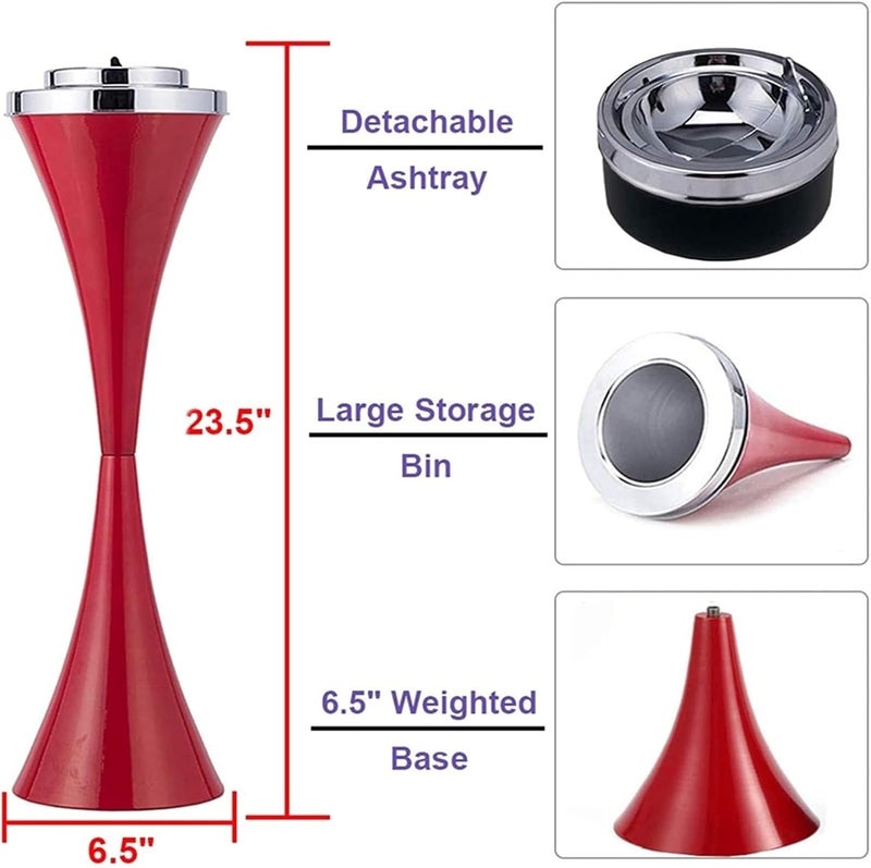 Floor Ashtray Stand for Cigarettes, Stainless Steel Cigarette Butt Container, Height Adjustable Cigarette Disposal Bin, Chrome Indoor Standing Ashtray - Image 2