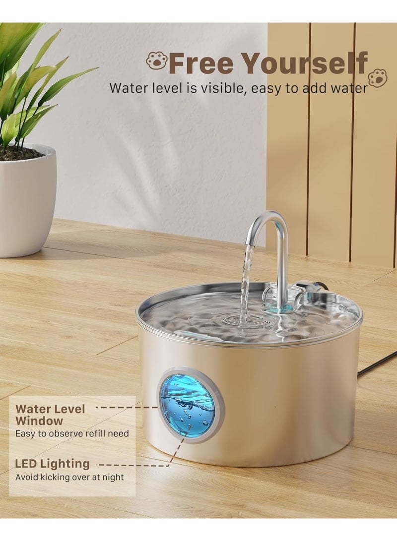 Cat Fountain Stainless Steel Drinking Fountain for Cats: Cat Fountain for Cats – 2.2 L Ultra Quiet Water Fountain for Cats – Cat Drinking Fountain for Dogs with Water Level Window – Does Not Include - Image 4