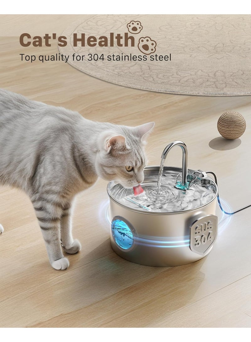 Cat Fountain Stainless Steel Drinking Fountain for Cats: Cat Fountain for Cats – 2.2 L Ultra Quiet Water Fountain for Cats – Cat Drinking Fountain for Dogs with Water Level Window – Does Not Include - Image 5