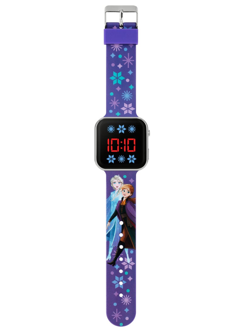 ديزني ساعة ديزني فروزن للبنات بحزام أزرق مطبوع وإضاءة - Image 2