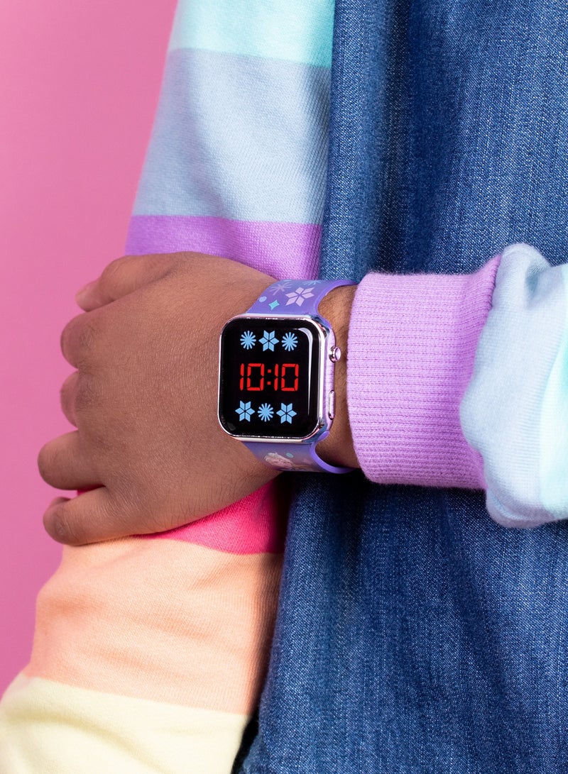 ديزني ساعة ديزني فروزن للبنات بحزام أزرق مطبوع وإضاءة - Image 3