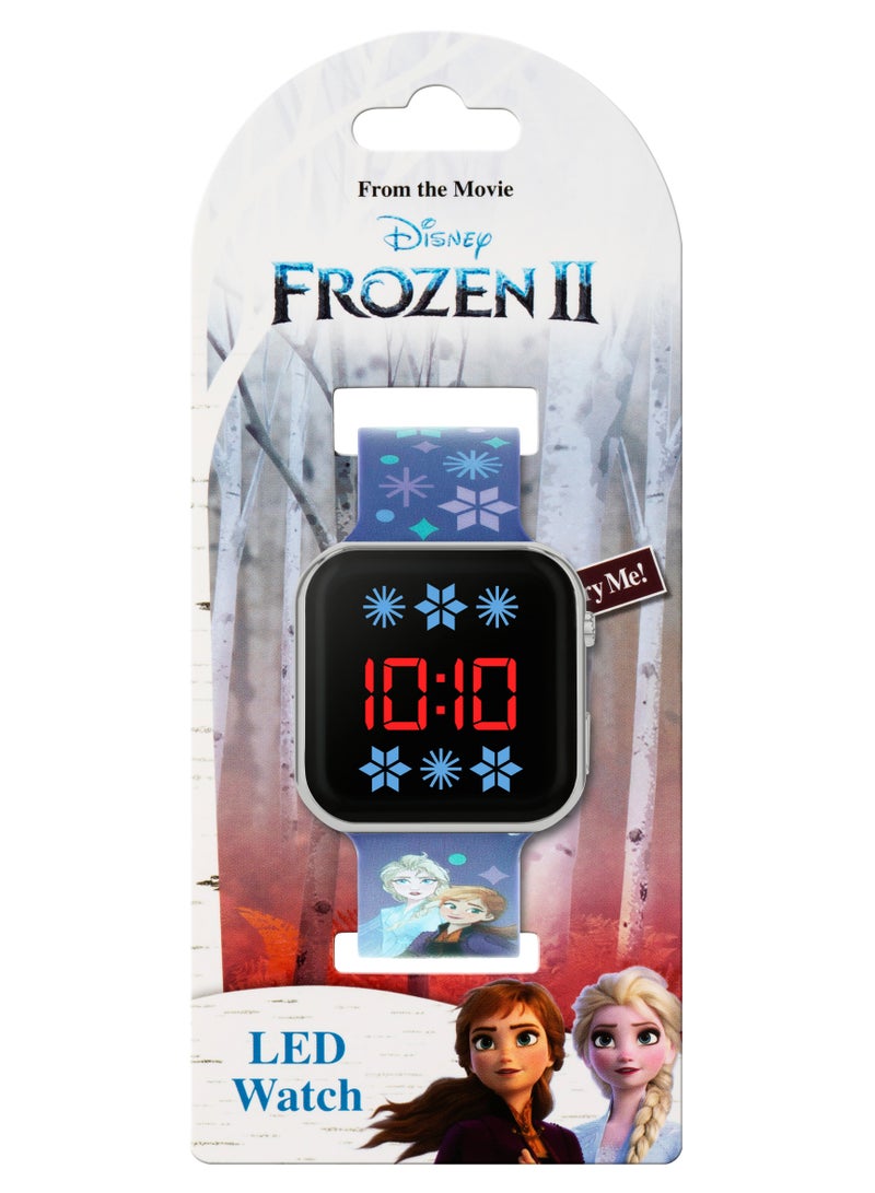 ديزني ساعة ديزني فروزن للبنات بحزام أزرق مطبوع وإضاءة - Image 4