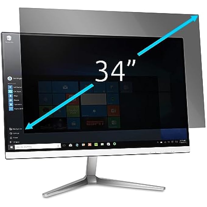 rayihni فلتر خصوصية شاشة المراقبة 34 بوصة، 21:9 - قابل للإزالة من جهتين متوافق مع LG و VIEWSONIC و SAMSUNG و BENQ - يحمي البيانات السرية، يقلل من الضوء الأزرق عبر طلاء مضاد للتوهج (627436) - Image 1