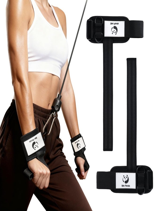 Slim Panda Weight Lifting Straps With Double Cuffed D Ring, Wrist Support for Men Women ,Heavy Duty Thick Comfortable Lifting Straps, Secure Fit, Enhanced Grip, Straps for Weightlifting & Strength Training (Black) - Image 1