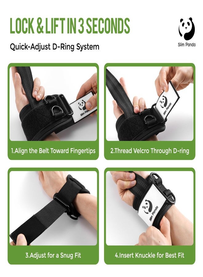 Slim Panda Weight Lifting Straps With Double Cuffed D Ring, Wrist Support for Men Women ,Heavy Duty Thick Comfortable Lifting Straps, Secure Fit, Enhanced Grip, Straps for Weightlifting & Strength Training (Black) - Image 4