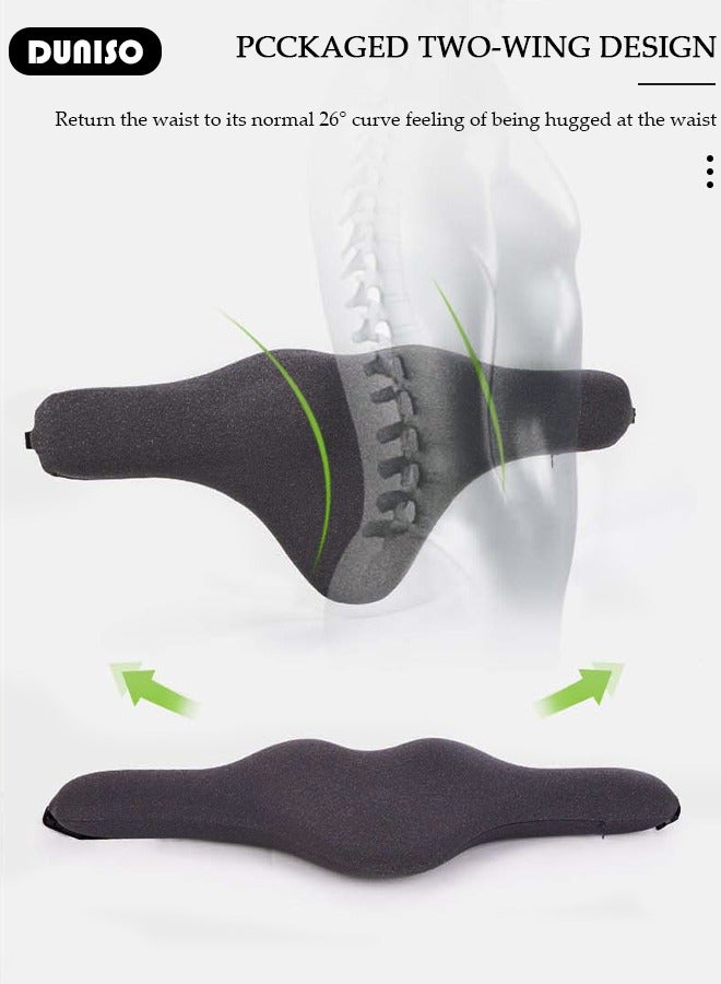 DUNISO وسادة دعم أسفل الظهر، وسادة دعم الظهر المريحة من فوم الذاكرة مع غطاء قابل للإزالة والغسل، وسادة ظهر محمولة وقابلة للتنفس لتخفيف الألم، وسادة نوم أسفل الظهر للسرير، كراسي المكتب، مقاعد السيارات - Image 2