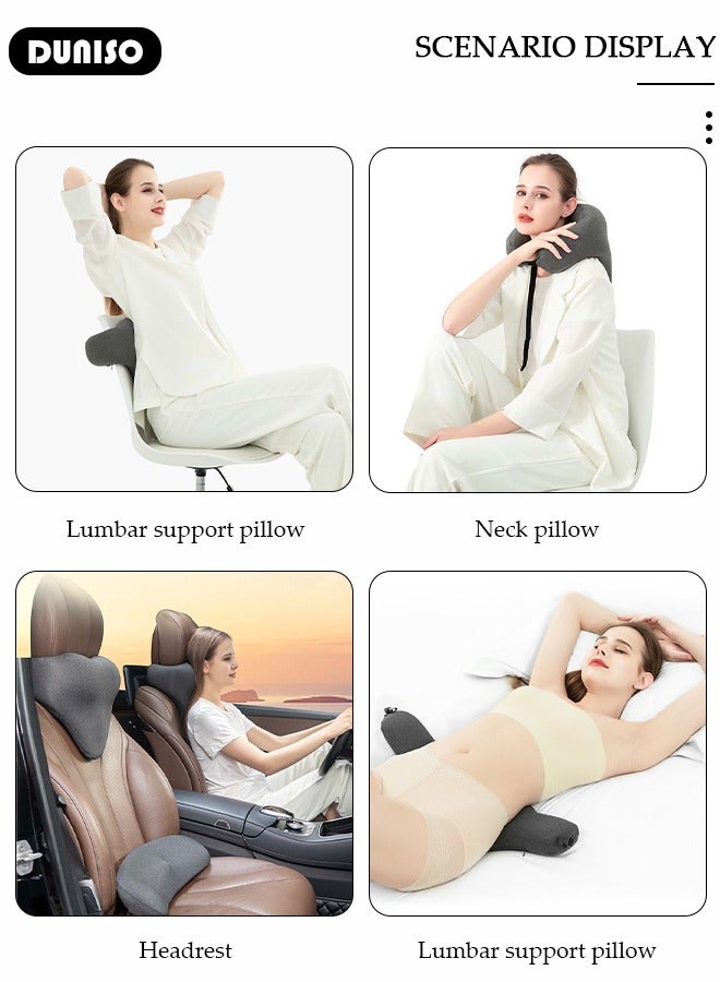 DUNISO وسادة دعم أسفل الظهر، وسادة دعم الظهر المريحة من فوم الذاكرة مع غطاء قابل للإزالة والغسل، وسادة ظهر محمولة وقابلة للتنفس لتخفيف الألم، وسادة نوم أسفل الظهر للسرير، كراسي المكتب، مقاعد السيارات - Image 3