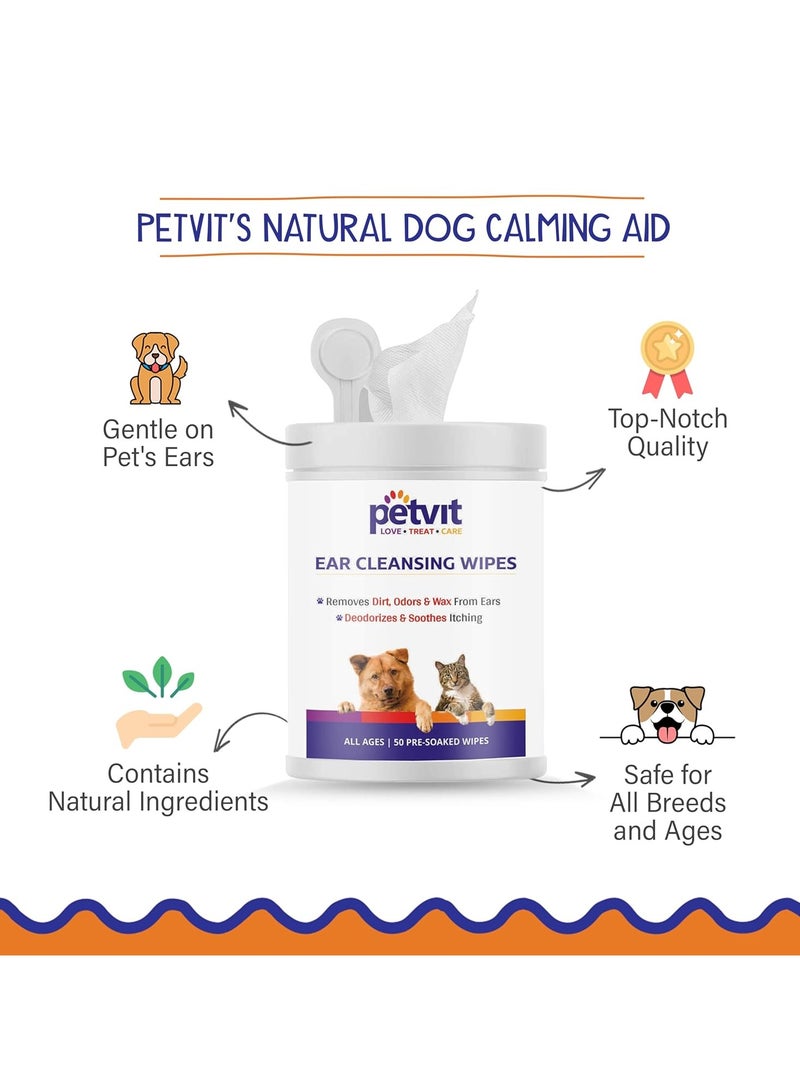بيتفيت مناديل مبللة للكلاب لتنظيف أذن الكلاب مناديل مبللة لتنظيف أذن الكلاب للعناية بالكلاب بفيتامين هـ الصبار لتخفيف حكة الأذن برائحة منعشة 50 منديل عبوة من 2 - Image 3