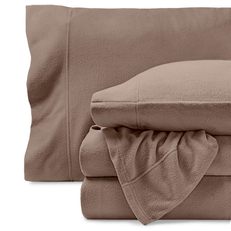 Bare Home Super Soft Fleece Sheet Set Twin Extra Long Size Extra Plush Polar Fleece NoPilling Bed Sheets All Season Cozy Warmth Twin XL Taupe