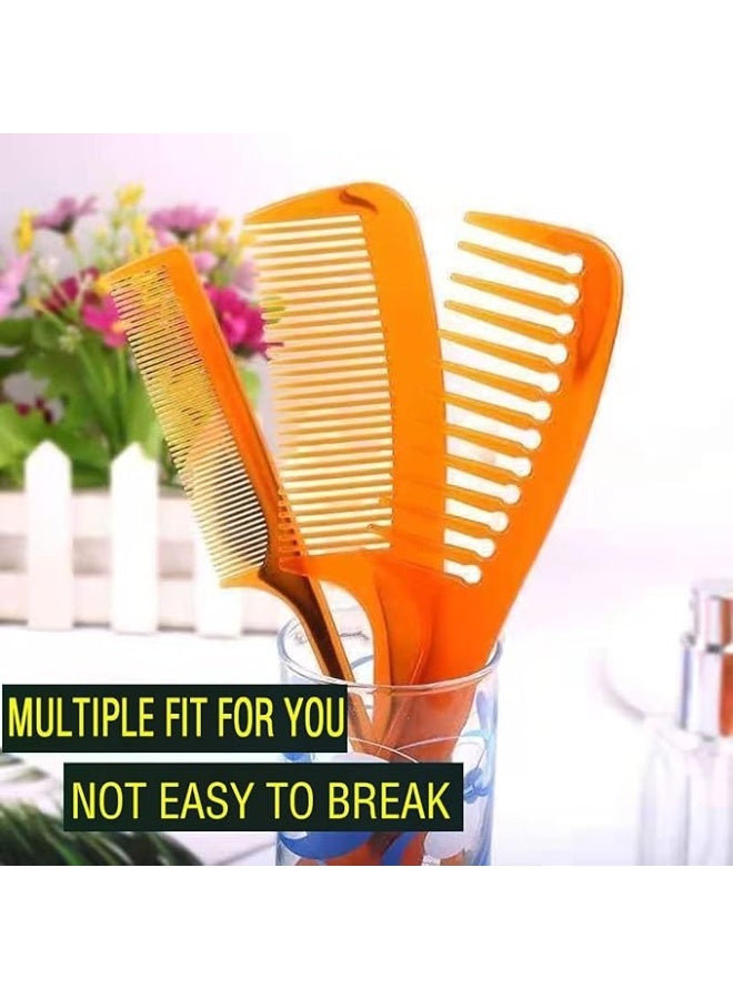 طقم أمشاط للشعر – 4 قطع باللون البني، بلاستيك عالي الجودة للرجال والنساء، أسنان ضيقة وواسعة لتسريح الشعر، تقسيمه وتصفيفه باحتراف - Image 5